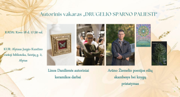 Autorinis vakaras „DRUGELIO SPARNO PALIESTI“ plakatas.png